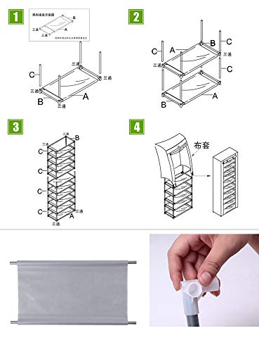 ZYSK 10 Tiers Shoe Rack 30 Pairs Shoe Storage with Dustproof Cover Closet Shoe Storage Cabinet Organizer,Non-Woven Fabric Shelf,(Coffee)