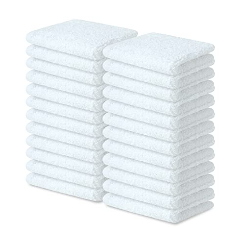 Zuperia 100% Cotton Luxury Bath Wash Cloths 60 Pack - Highly Absorbent Soft Washcloths for Face- Gym Towels, Hotel Spa Quality, Reusable and Multipurpose Towels 12 x 12 Inches (White)