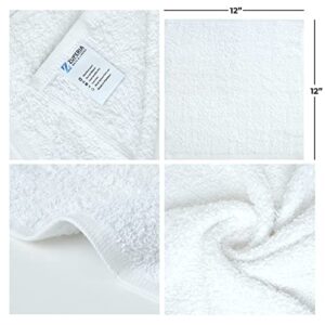 Zuperia 100% Cotton Luxury Bath Wash Cloths 60 Pack - Highly Absorbent Soft Washcloths for Face- Gym Towels, Hotel Spa Quality, Reusable and Multipurpose Towels 12 x 12 Inches (White)