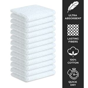 Zuperia 100% Cotton Luxury Bath Wash Cloths 60 Pack - Highly Absorbent Soft Washcloths for Face- Gym Towels, Hotel Spa Quality, Reusable and Multipurpose Towels 12 x 12 Inches (White)