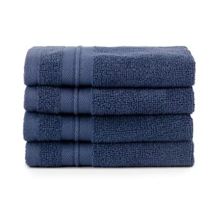 Sticky Toffee Blue Washcloths Set for Bathroom, Oeko-Tex Terry Cotton, Soft and Absorbent Wash Cloths for Your Body, Face Towel for Washing Face, Set of Four, 13 in x 13 in