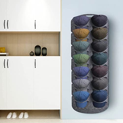 SEPPR Hat Racks for Baseball Caps Double Line Neatly Arranged Door Back Hat Organizer for Baseball Caps Non Woven Large Baseball Cap Display Rack