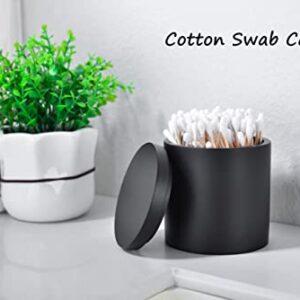 Rzoeox Bathroom Accessories Set Matte Black 5 Pcs, Resin Bathroom Sets Accessories Modern with Soap Dispenser, Cotton Swab Canister, Toothbrush Holder, Toothbrush Cup,Soap Dish (Matte Black)