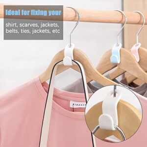 AHSONLUF 100 Pieces Clothes Hanger Connector Hooks, Thicken Clips Clothes Hangers Space Saving Plastic Hangers for Organizer Closets Extender Hooks(Pink, Blue, Black, Pink and White)