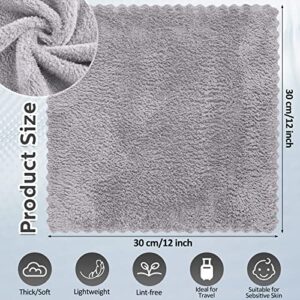 Newwiee 100 Pcs Microfiber Towels Absorbent Washcloths Bulk 12 x 12 Inch Soft Quick Drying Face Towels Bath Cloths Coral Velvet Bathroom Wash Clothes for Bath Spa Facial Fingertip Towel (Grey)