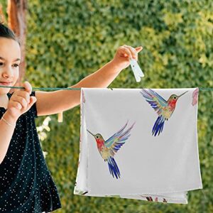 Tropical Flowers Butterflies Hummingbird Hand Towels Set of 2 Bathroom Towel 16x30 in Soft Absorbent Guest Bath Towel Kitchen Dish Towel Spa Home Bathroom Decorations