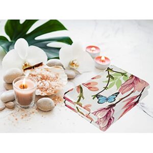 Tropical Flowers Butterflies Hummingbird Hand Towels Set of 2 Bathroom Towel 16x30 in Soft Absorbent Guest Bath Towel Kitchen Dish Towel Spa Home Bathroom Decorations