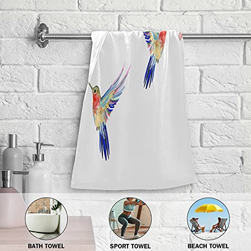 Tropical Flowers Butterflies Hummingbird Hand Towels Set of 2 Bathroom Towel 16x30 in Soft Absorbent Guest Bath Towel Kitchen Dish Towel Spa Home Bathroom Decorations