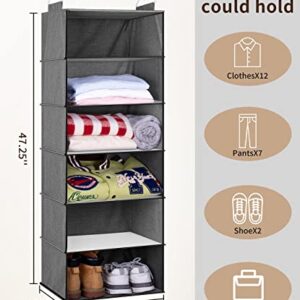 SLEEPING LAMB Short Hanging Shoe Organizer for Closet and 6 Shelves Jumbo Hanging Closet Organizer and Storage