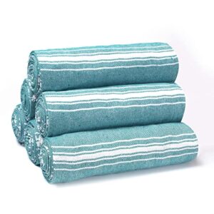 belizzi home peshtemal turkish towel 100% cotton chevron beach towels oversized 36x71 set of 6, beach towels for adults, soft durable absorbent extra large bath sheet hammam towel - teal