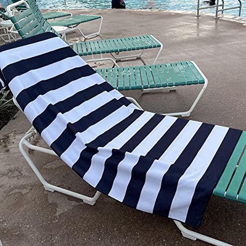 Allgala Oversize 40x70 Inch (1x1.8M) Cabana Stripe Design Microfiber Beach Towel-Black (Pack of 1)-BT81202