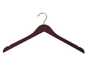nahanco wooden shirt hanger, 19" - low gloss mahogany, 100/ctn