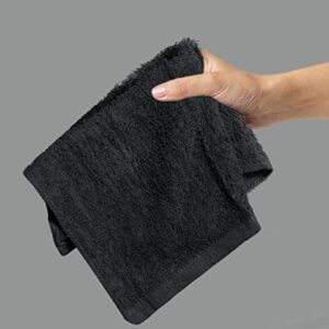 TOALLA 100% Cotton Washcloths 60 Pack|400 GSM|Soft Washcloth for Face|Washcloth Bulk Pack|Washcloth for Body and Face|Highly Absorbent|Fingertip Towel|Washcloth for Bath Room|12 x 12 in|Black