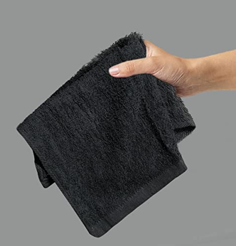 TOALLA 100% Cotton Washcloths 60 Pack|400 GSM|Soft Washcloth for Face|Washcloth Bulk Pack|Washcloth for Body and Face|Highly Absorbent|Fingertip Towel|Washcloth for Bath Room|12 x 12 in|Black