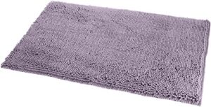 amazon basics non-slip microfiber shag bathroom rug mat, 21" x 34", lavender