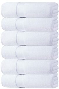oakias 6 pack white hand towels – 16 x 28 inches – 600 gsm quality – highly absorbent & soft gym towels