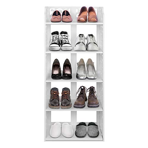 Shoe Cabinet Rack,Shoe Rack with White Chic Hollow Shoe Closet Wood Plastic Plate Baroque Storage Organizer Stand Shelf Holder Space Saving (5 Tier)