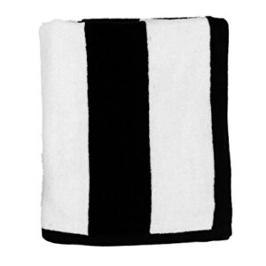 BY LORA Terry Cotton Cabana Stripe Beach and Pool Towels, Black White Color Set of 4