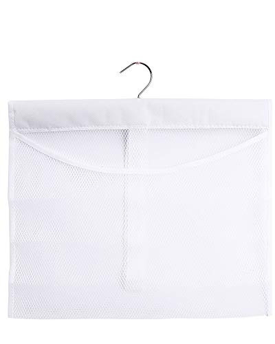 ALYER Hanging Mesh Shower Pockets for 34oz/1000ml Shampoo and Conditioner,Colorful Bath Toy Organizer,Hanging Tandem Type Closet Accessories Storage Bag,White