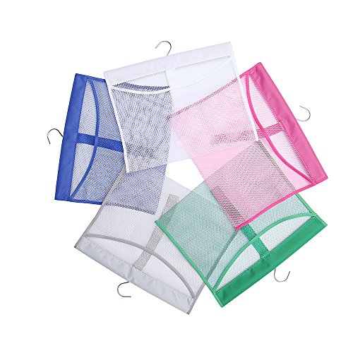 ALYER Hanging Mesh Shower Pockets for 34oz/1000ml Shampoo and Conditioner,Colorful Bath Toy Organizer,Hanging Tandem Type Closet Accessories Storage Bag,White