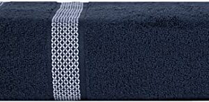 CASA COPENHAGEN Solitaire Designed in Denmark 600 GSM 2 Bath Towels 2 Hand Towels 2 Washcloths, Super Soft Egyptian Cotton 6 Towels Set for Bathroom, Kitchen & Shower - Grey Violet + Navy Blue