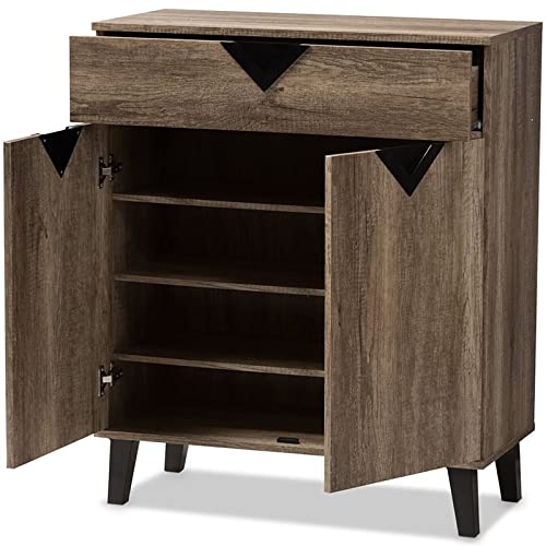 BOWERY HILL Contemporary Shoe Cabinet in Light Brown