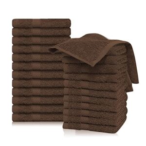 keepoz [24 pack wash cloths set (12 x 12 inches) | 100% cotton ring spun cotton | soft and fluffy | highly absorbent fade resistant essential washcloths for bathroom, gym, spa and face towel (brown)