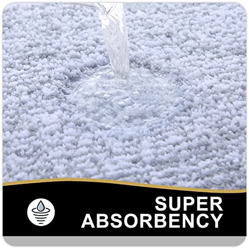 OLANLY Bathroom Rugs, Extra Soft and Absorbent Microfiber Bath Mat, Non-Slip, Machine Washable, Quick Dry Shaggy Bath Carpet, Suitable for Bathroom Floor, Tub, Shower (Grey and White, 24 x 16 Inches)