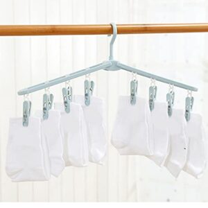Fineget Collapsible Travel Shorts Skirt Shirt Socks Hangers with Clips Foldable Pants Clothes Plastic Suit Hangers Non Slip Closet Blue Organizer Retail Displays (Grey 2 Pcs, Blue 2 Pcs)