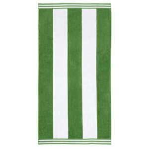 superior 100% oversized striped cotton beach towel set, basics beach towels for bathroom, dorm, beach, camping, pool, swimming, kids, vacation, cabana collection, 34" x 64", green