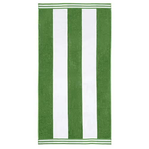 SUPERIOR 100% Oversized Striped Cotton Beach Towel Set, Basics Beach Towels for Bathroom, Dorm, Beach, Camping, Pool, Swimming, Kids, Vacation, Cabana Collection, 34" x 64", Green