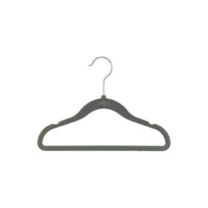 mainetti sh-vk002-gr10 grey velvet ultra-thin hangers with notches and bright zinc swivel hooks, great for children's clothing, 11.75 inch (pack of 10)