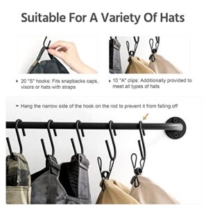 Mkono Set of 3 Hat Rack for Wall Baseball Cap Organizer Holder with 30 Hooks Modern Metal Hat Storage Display Rack Wall Mount Cowboy Hat Hooks Rack for Closet Bedroom Organize