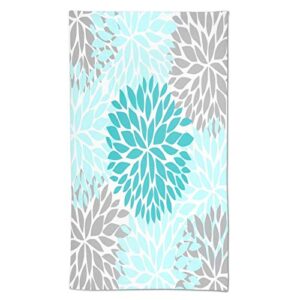 mount hour flower turquoise blue and gray hand towels floral face towel soft guest towel portable kitchen tea dish towels washcloths bathroom decor housewarming gifts 15.7" x 27.5