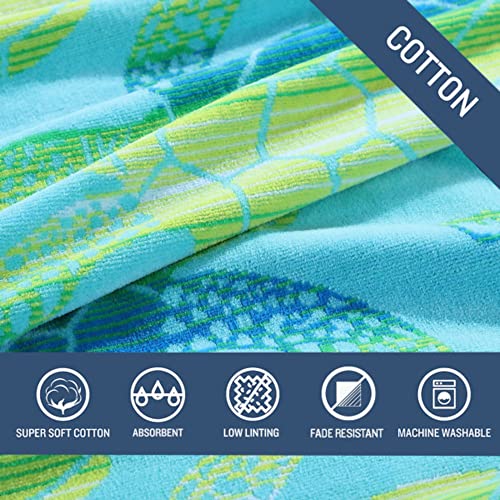 Tommy Bahama - Beach Towel Set, Soft Cotton Terry Beach Essentials, Highly Absorbent & Fade Resistant (Ombre Fish/Ombre Turtle Green, 2 Piece)