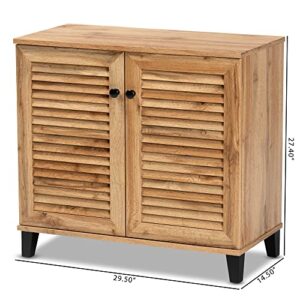 Baxton Studio Coolidge Shoe Cabinets, Oak Brown/Dark Brown