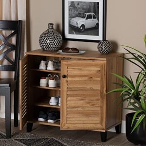 Baxton Studio Coolidge Shoe Cabinets, Oak Brown/Dark Brown