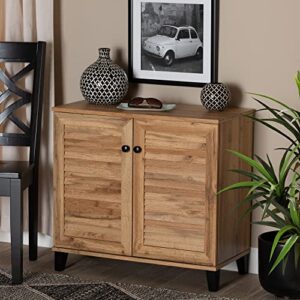 Baxton Studio Coolidge Shoe Cabinets, Oak Brown/Dark Brown