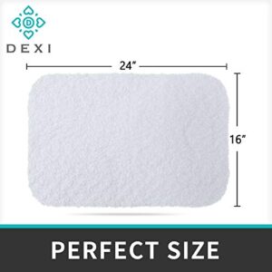 DEXI Bathroom Rug Mat, Extra Soft and Absorbent Bath Rugs, Washable Non-Slip Carpet Mat for Bathroom Floor, Tub, Shower Room (24"x16", White)