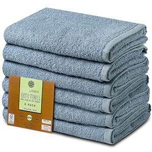 Cotton Bath Towels Set Blue 22" x 44" Pack of 6 Ultra Soft 100% Cotton Bath Towel Blue Highly Absorbent Daily Usage Bath Towel Ideal for Pool Home Gym Spa Hotel