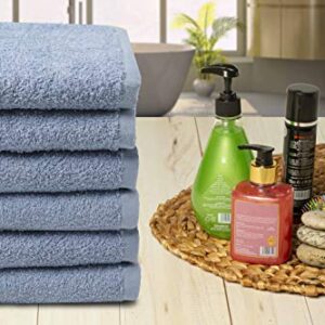 Cotton Bath Towels Set Blue 22" x 44" Pack of 6 Ultra Soft 100% Cotton Bath Towel Blue Highly Absorbent Daily Usage Bath Towel Ideal for Pool Home Gym Spa Hotel