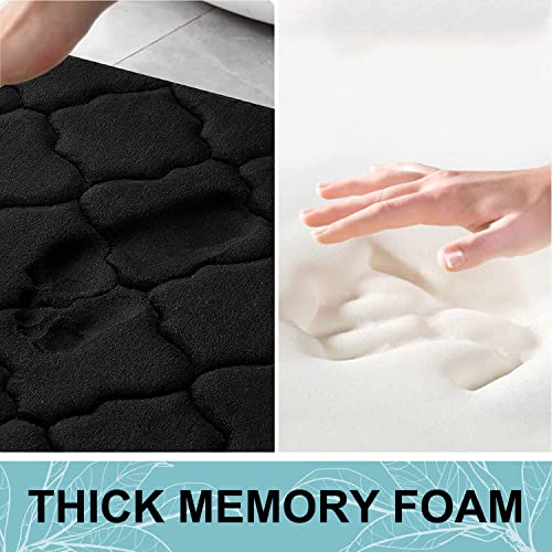 OLANLY Memory Foam Bath Mat Rug, Ultra Soft Non Slip and Absorbent Bathroom Rug, Thick Bath Rug Carpet for Bathroom Floor, Tub and Shower, 32x20, Black