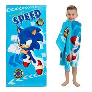 franco kids super soft cotton beach towel, 58 in x 28 in, sonic the hedgehog