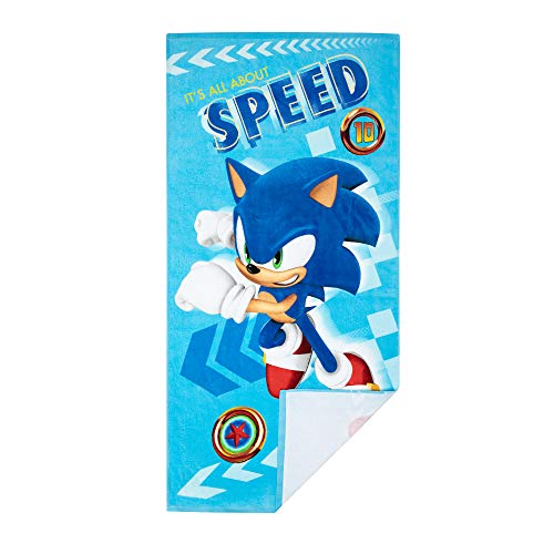 Franco Kids Super Soft Cotton Beach Towel, 58 in x 28 in, Sonic The Hedgehog