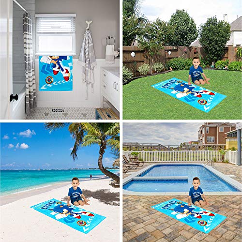 Franco Kids Super Soft Cotton Beach Towel, 58 in x 28 in, Sonic The Hedgehog