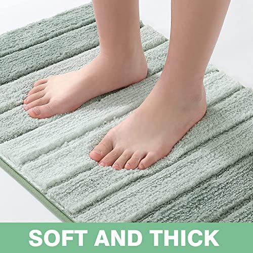 BlissJolly Non Slip Bathroom Rug - Soft and Absorbent Microfibrer Bath Mats for Bathroom, Machine Wash Dry, Plush Shaggy Bath Mat Rugs for Shower, Tub, Floor - 17x24,Green