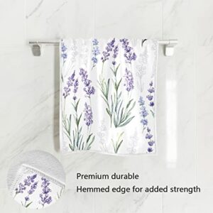 COOLDEER Purple Lavender Flower Towels Cotton Hand Towels, 30" x 15" Inch Floral Washcloth Super Soft & Absorbent Lightweight Polyester Bath Towels for Home Bathroom Hotel Gym Swim Spa Pool