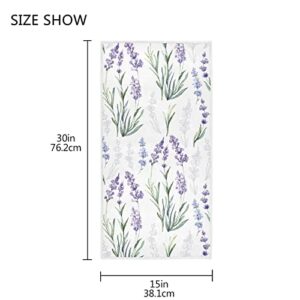 COOLDEER Purple Lavender Flower Towels Cotton Hand Towels, 30" x 15" Inch Floral Washcloth Super Soft & Absorbent Lightweight Polyester Bath Towels for Home Bathroom Hotel Gym Swim Spa Pool