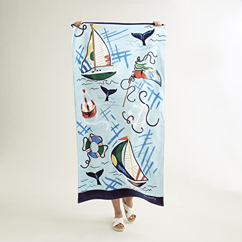 Vera Bradley Women's Double Sided Beach Towel, Really Regatta, One Size