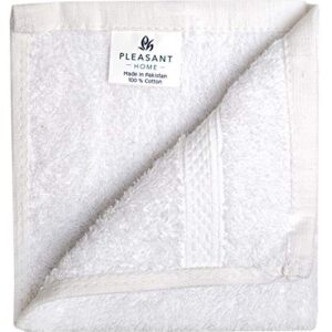 Pleasant Home Washcloths Set - 24 Pack (12” x 12”) – 570 GSM- 100% Ring Spun Cotton Wash Cloth - Super Soft and Highly Absorbent Face Towels (White)